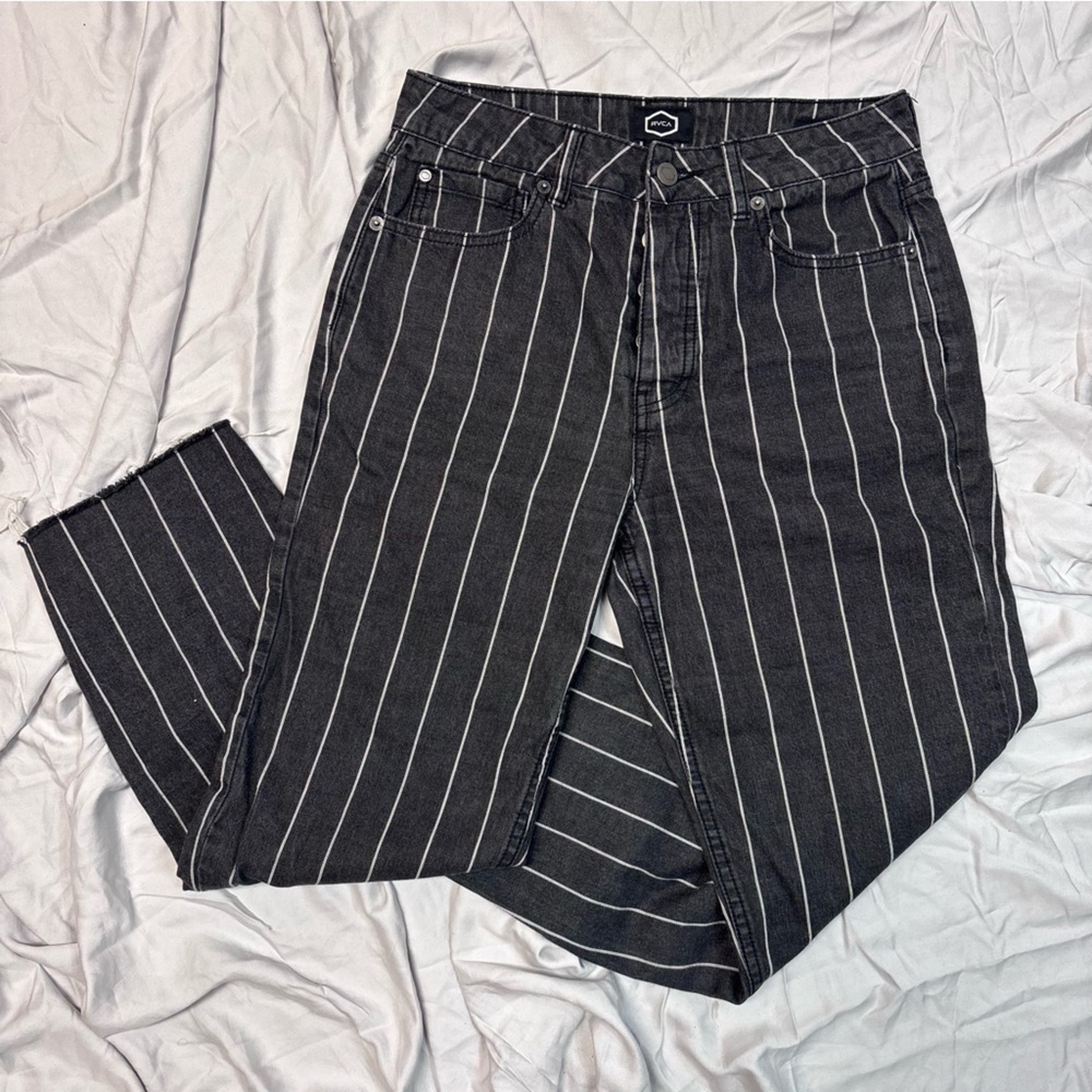 RVCA Grey and White Striped Pants
